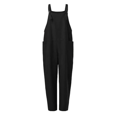 Dungarees - Women's Sleeveless Loose Fit Linen Overalls Jumpsuit-Grace Aura