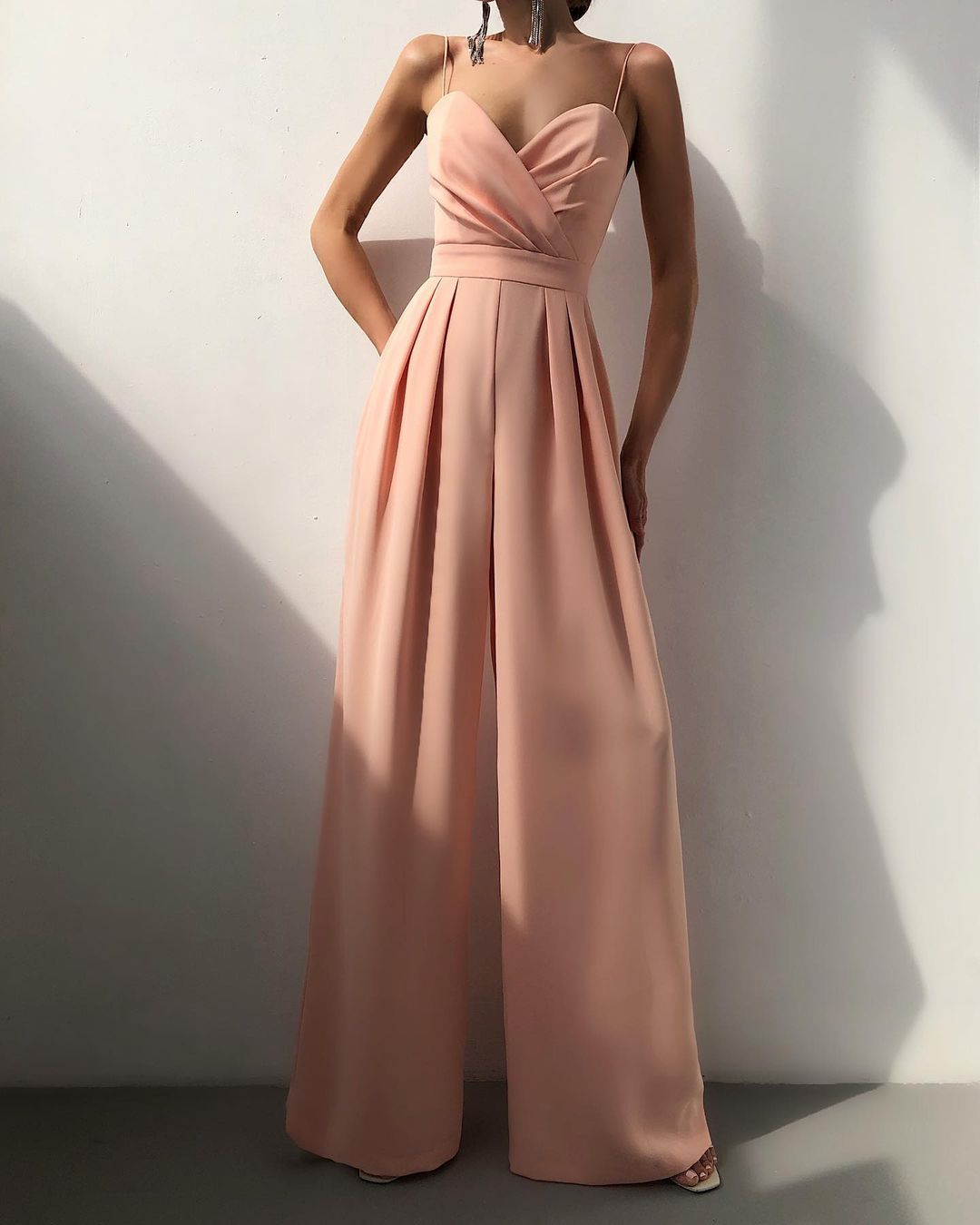 Elegant Jumpsuit - Women's Sleeveless Pleated Wide Leg Party Jumpsuit-Grace Aura