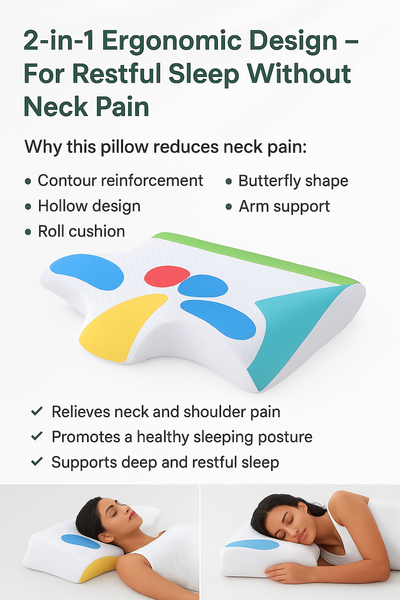 Ergonomic Pillow - Support - Neck Pillow - Orthopedic Pillow - Memory Foam Pillow-Grace Aura