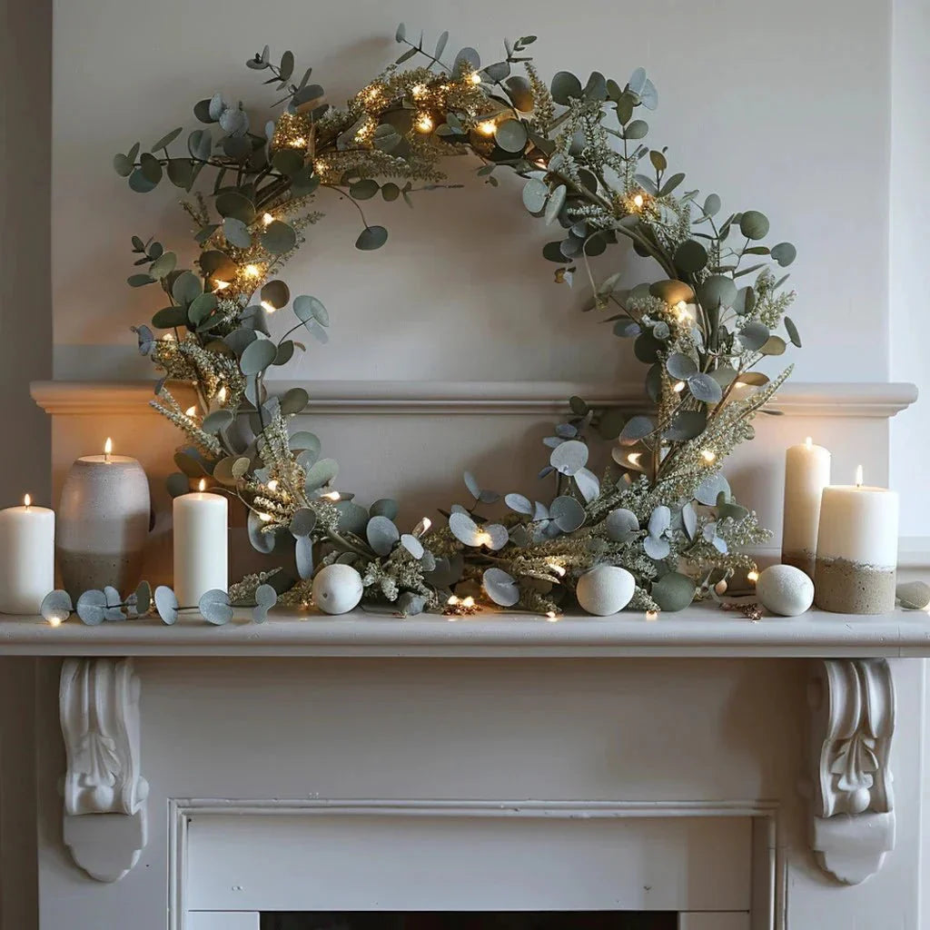 Eucalyptus Garland | Artificial | LED | Faux Christmas Foliage | Greenery Garland-Grace Aura