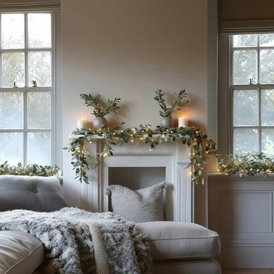 Eucalyptus Garland | Artificial | LED | Faux Christmas Foliage | Greenery Garland-Grace Aura