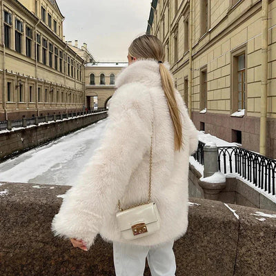 Faux Fur Coat - Short - Fluffy - Ladies Fake Fur Jackets - Fake Fur Coat Womens-Grace Aura