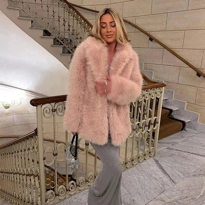 Faux Fur Coat - Short - Fluffy - Ladies Fake Fur Jackets - Fake Fur Coat Womens-Grace Aura