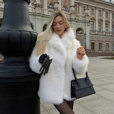 Faux Fur Coat - Short - Fluffy - Ladies Fake Fur Jackets - Fake Fur Coat Womens-Grace Aura