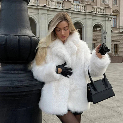 Faux Fur Coat - Short - Fluffy - Ladies Fake Fur Jackets - Fake Fur Coat Womens-Grace Aura