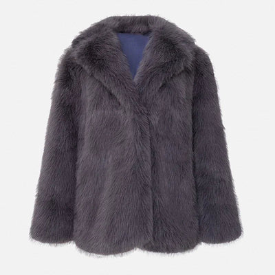 Faux Fur Coat - Short - Fluffy - Ladies Fake Fur Jackets - Fake Fur Coat Womens-Grace Aura
