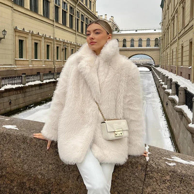 Faux Fur Coat - Short - Fluffy - Ladies Fake Fur Jackets - Fake Fur Coat Womens-Grace Aura