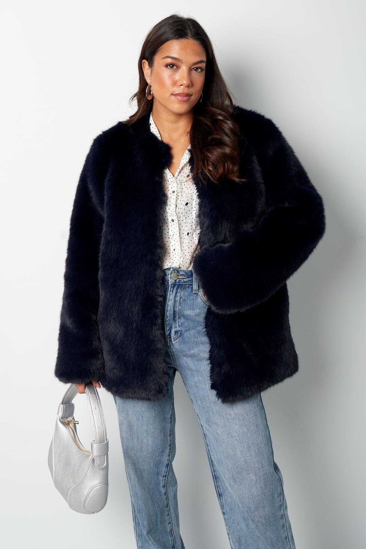 Faux Fur Coat - Women's Fluffy Fake Fur Jacket for Winter-Grace Aura
