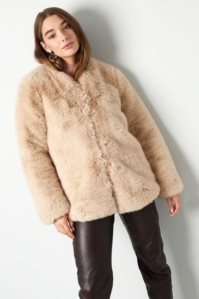 Faux Fur Coat - Women's Fluffy Fake Fur Jacket for Winter-Grace Aura