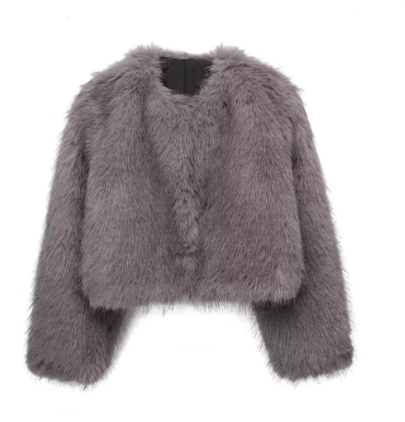 Faux Fur Jacket | Warm | Short | Fake Fur Jacket | Women's Winter Coats and Jackets-Grace Aura