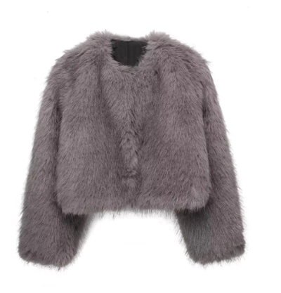 Faux Fur Jacket | Warm | Short | Fake Fur Jacket | Women's Winter Coats and Jackets-Grace Aura