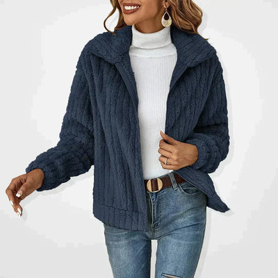 Faux Fur Jacket - Women's Casual Zip-Up Fuzzy Autumn Jacket -Grace Aura