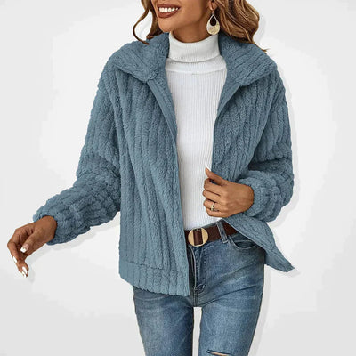 Faux Fur Jacket - Women's Casual Zip-Up Fuzzy Autumn Jacket -Grace Aura