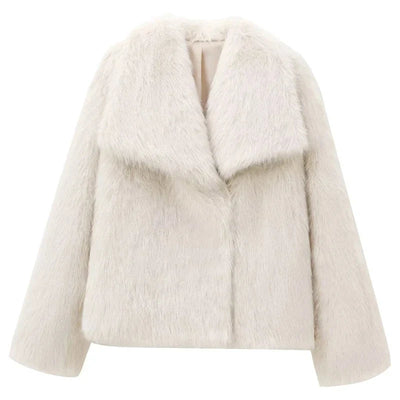 Faux Fur Jacket - Women's Short Fluffy Fake Fur Jacket-Grace Aura