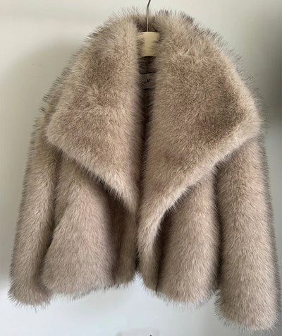 Faux Fur Jacket - Women's Warm Fluffy Fake Fur Winter Coat-Grace Aura