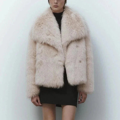 Faux Fur Jacket - Women's Warm Fluffy Fake Fur Winter Coat-Grace Aura