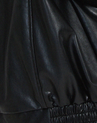 Faux Leather Jacket | Oversized | Zip-Up | Leather Bomber Jacket | Leatherette Jacket Women's-Grace Aura