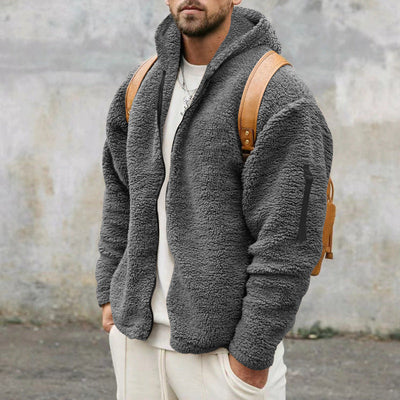 Fleece Jacket - Warm - Hooded - Teddy Fleece - Men's Zip Up Fleece-Grace Aura