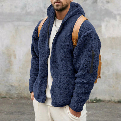 Fleece Jacket - Warm - Hooded - Teddy Fleece - Men's Zip Up Fleece-Grace Aura