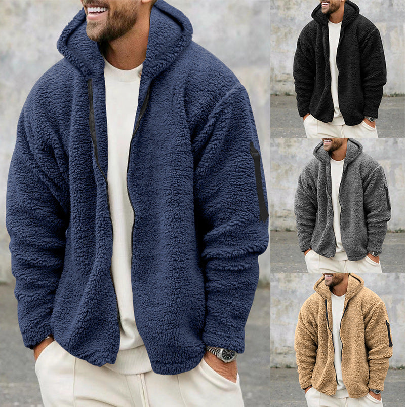 Fleece Jacket - Warm - Hooded - Teddy Fleece - Men's Zip Up Fleece-Grace Aura