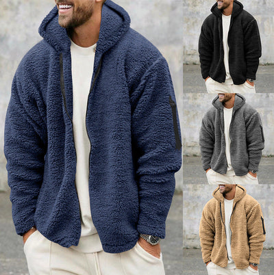 Fleece Jacket - Warm - Hooded - Teddy Fleece - Men's Zip Up Fleece-Grace Aura