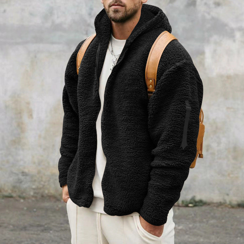 Fleece Jacket - Warm - Hooded - Teddy Fleece - Men's Zip Up Fleece-Grace Aura