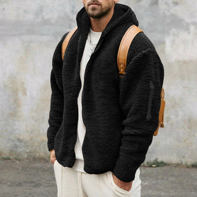 Fleece Jacket - Warm - Hooded - Teddy Fleece - Men's Zip Up Fleece-Grace Aura