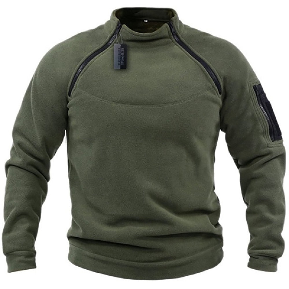 Fleece Jacket - Warm - Pockets - Tactical Fleece - Men's Zip-Up Fleece-Grace Aura