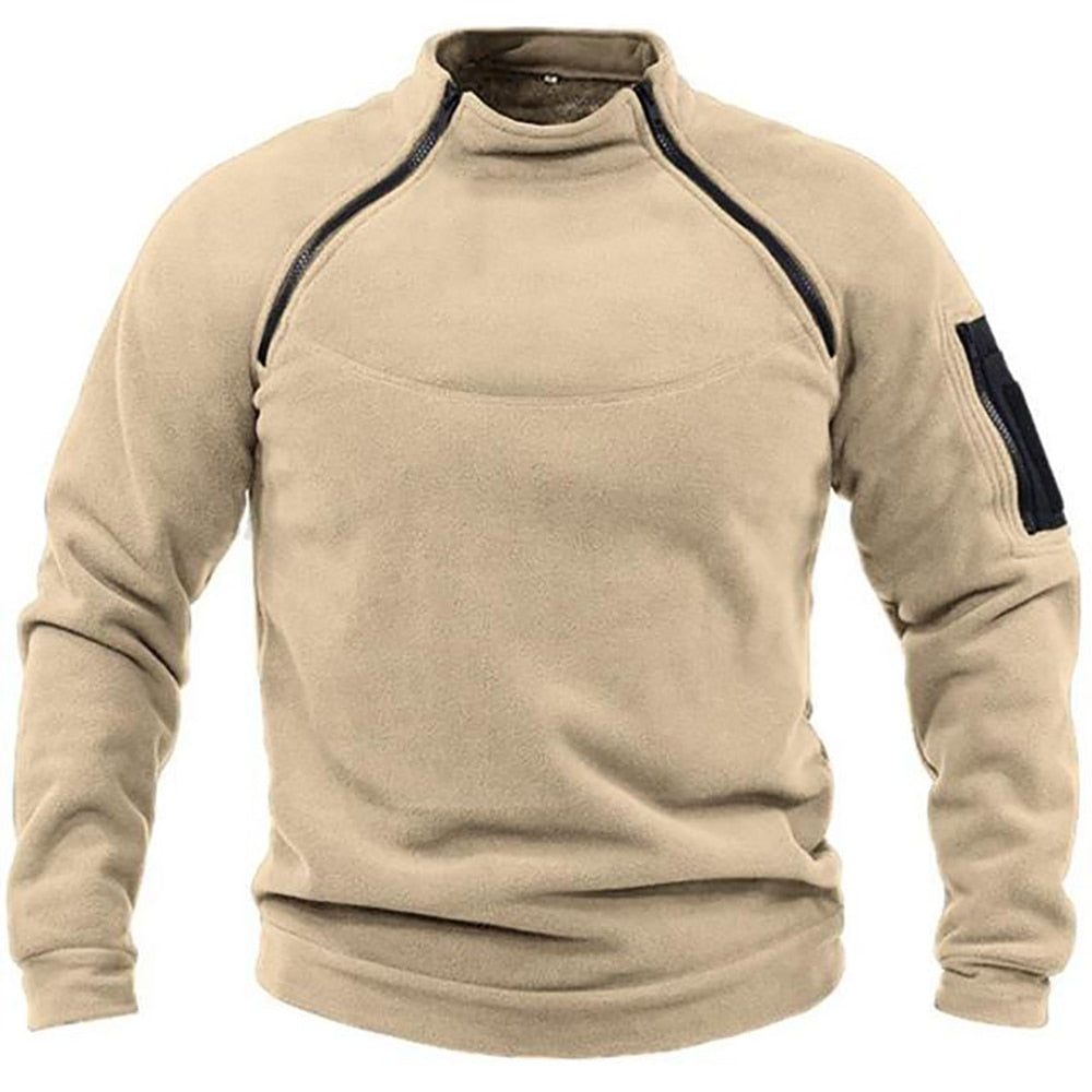Fleece Jacket - Warm - Pockets - Tactical Fleece - Men's Zip-Up Fleece-Grace Aura