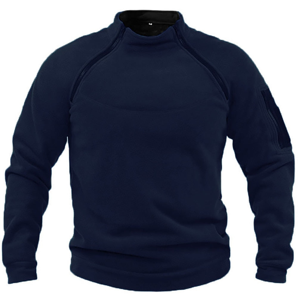 Fleece Jacket - Warm - Pockets - Tactical Fleece - Men's Zip-Up Fleece-Grace Aura