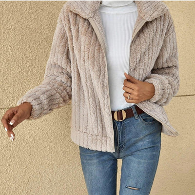 Fleece Jacket - Zip-Up - Warm - Faux Fur Jacket - Women's Jacket-Grace Aura