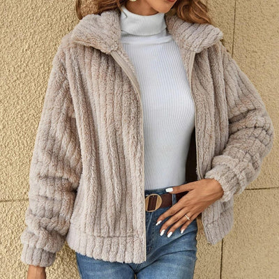Fleece Jacket - Zip-Up - Warm - Faux Fur Jacket - Women's Jacket-Grace Aura