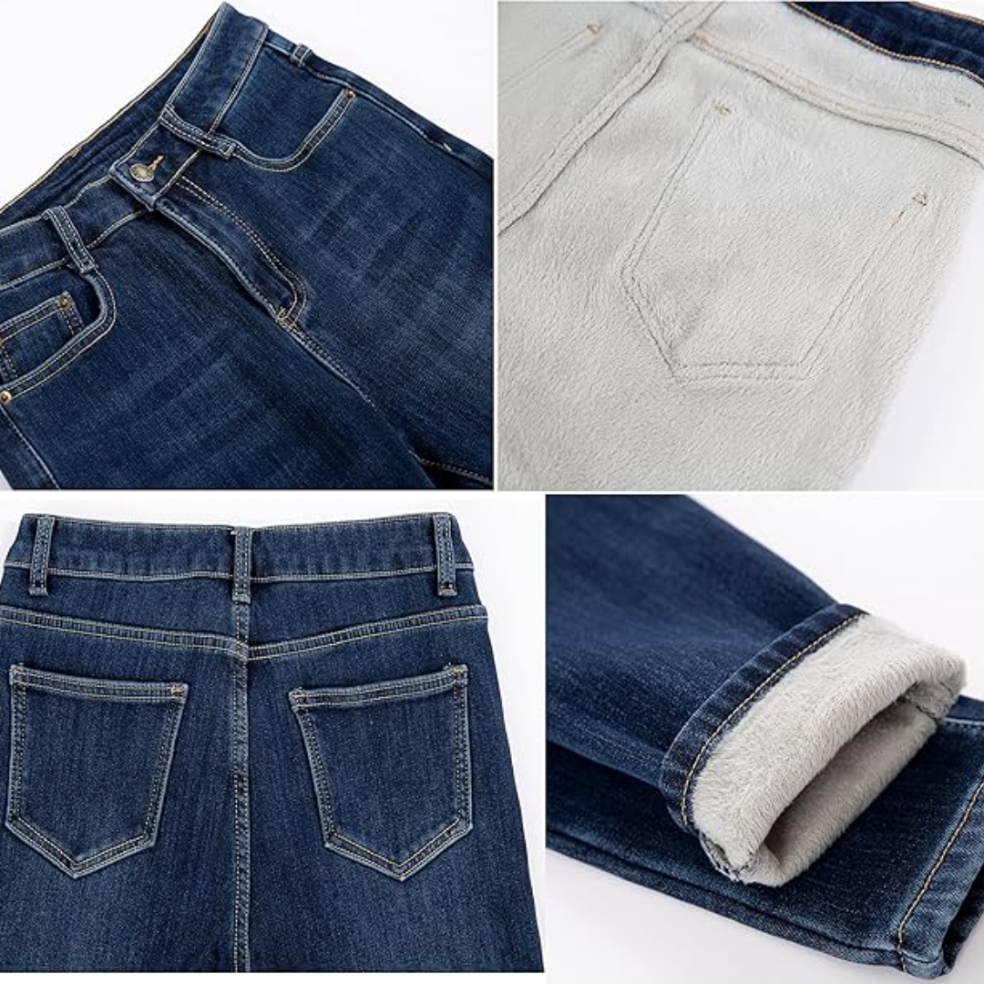Fleece Lined Jeans - High Waist - Winter - Skinny Jeans - Women's Jeans-Grace Aura
