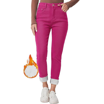 Fleece Lined Jeans - High Waist - Winter - Skinny Jeans - Women's Jeans-Grace Aura