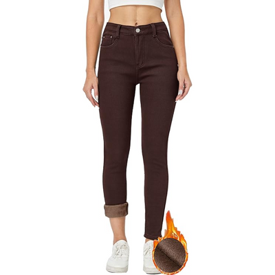 Fleece Lined Jeans - High Waist - Winter - Skinny Jeans - Women's Jeans-Grace Aura