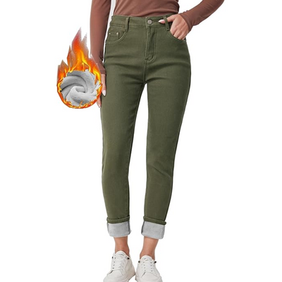 Fleece Lined Jeans - High Waist - Winter - Skinny Jeans - Women's Jeans-Grace Aura