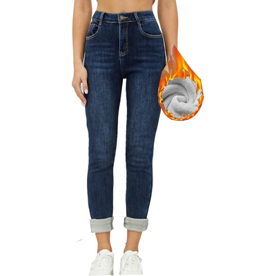 Fleece Lined Jeans - High Waist - Winter - Skinny Jeans - Women's Jeans-Grace Aura