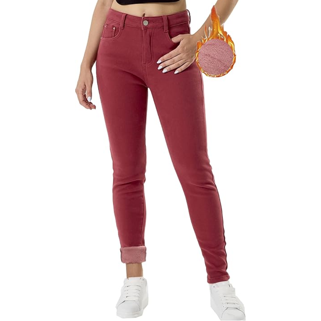 Fleece Lined Jeans - High Waist - Winter - Skinny Jeans - Women's Jeans-Grace Aura