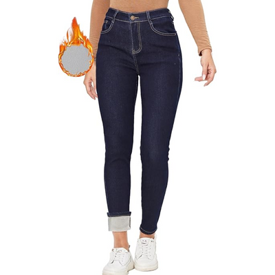 Fleece Lined Jeans - High Waist - Winter - Skinny Jeans - Women's Jeans-Grace Aura