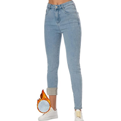 Fleece Lined Jeans - High Waist - Winter - Skinny Jeans - Women's Jeans-Grace Aura