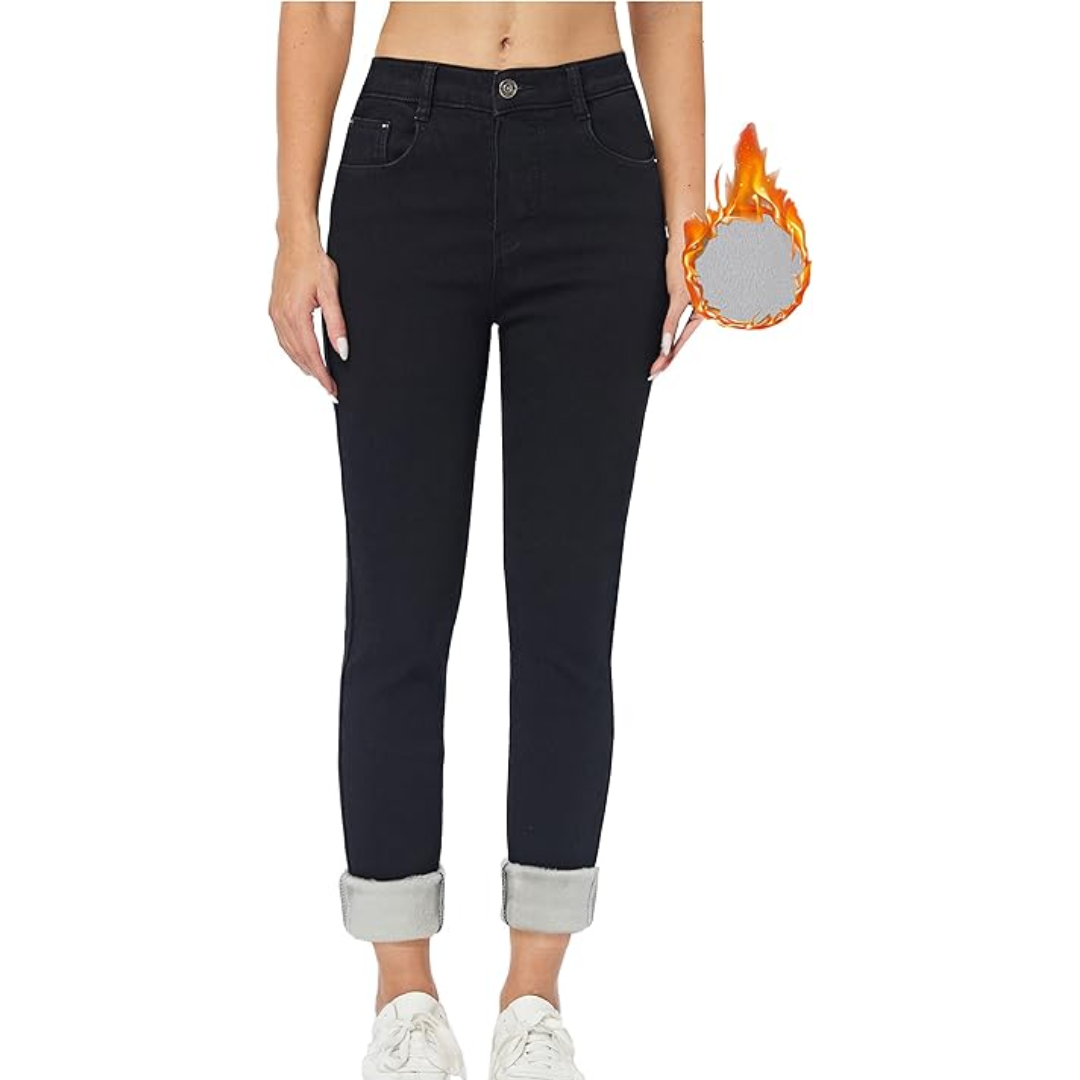 Fleece Lined Jeans - High Waist - Winter - Skinny Jeans - Women's Jeans-Grace Aura