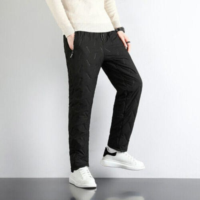 Fleece Lined Pants - Drawstring - Quilted - Winter Pants - Men's Pants-Grace Aura