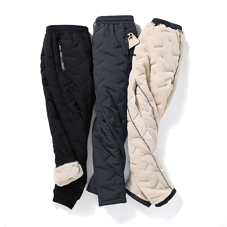 Fleece Lined Pants - Drawstring - Quilted - Winter Pants - Men's Pants-Grace Aura
