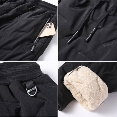 Fleece Lined Pants - Drawstring - Quilted - Winter Pants - Men's Pants-Grace Aura