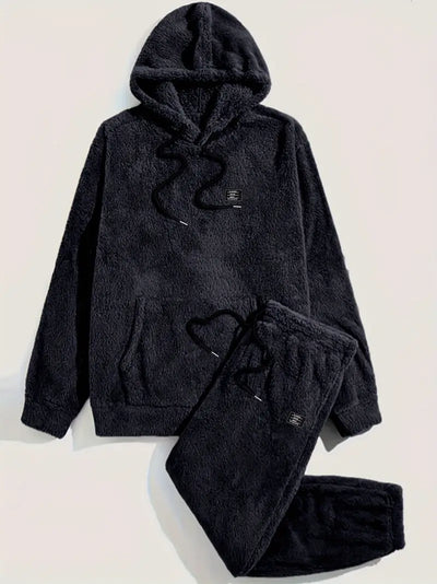 Fleece Loungewear - Comfy Two-Piece Teddy Hoodie and Sweatpants Set-Grace Aura