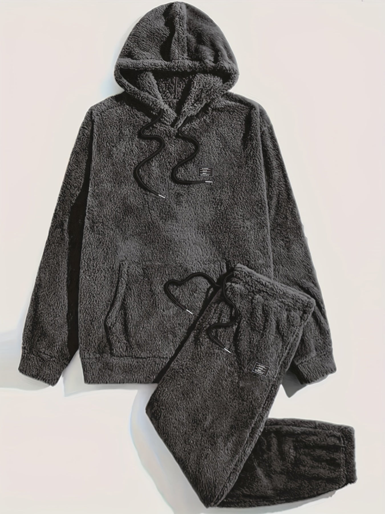 Fleece Loungewear - Comfy Two-Piece Teddy Hoodie and Sweatpants Set-Grace Aura