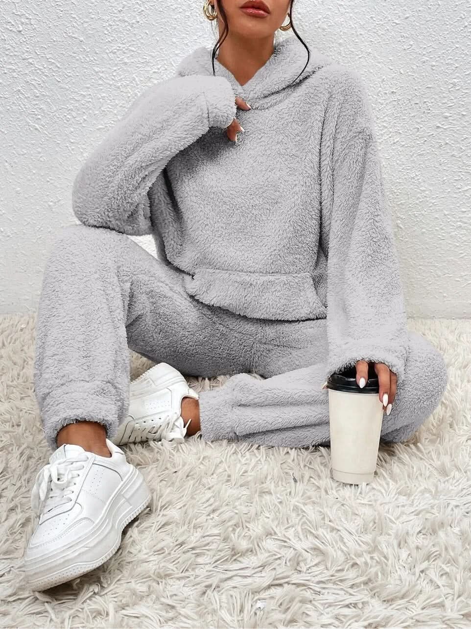 Fleece Loungewear - Women's Two-Piece Hoodie and Joggers Lounge Set-Grace Aura