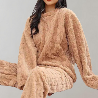 Fleece Pajama Set - Fluffy - Long Sleeve - Winter Pajama - Ladies Winter Pajamas-Grace Aura