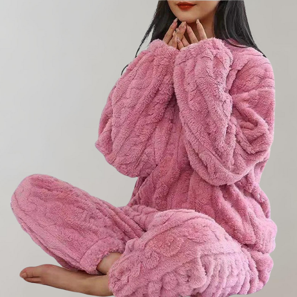 Fleece Pajama Set - Fluffy - Long Sleeve - Winter Pajama - Ladies Winter Pajamas-Grace Aura