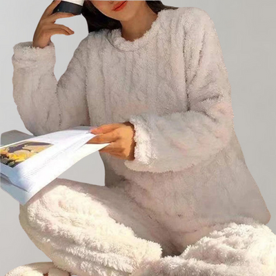 Fleece Pajama Set - Fluffy - Long Sleeve - Winter Pajama - Ladies Winter Pajamas-Grace Aura